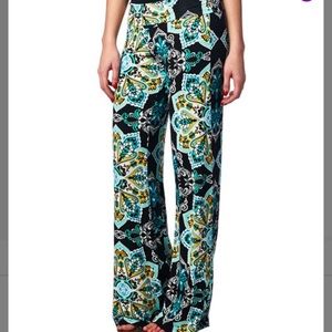 (S-3X) Green Damask Palazzo Pants